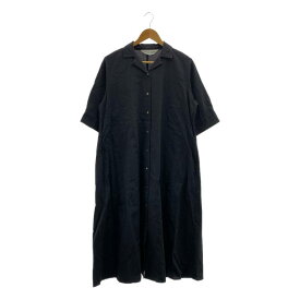 MidiUmi / ミディウミ | コットン リネン ポケット付き オープンカラー シャツ ワンピース | F | ブラック | レディース