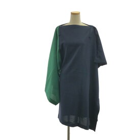 【美品】 132 5. ISSEY MIYAKE / 1325.イッセイミヤケ | 2022SS | SWITCHING COLOR スイッチング カラー ドレス ワンピース | 3 | ネイビー/グリーン | レディース
