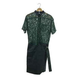 sacai luck / サカイラック | レース 異素材 ラップ デザイン ワンピース | 2 | グリーン/ネイビー | レディース