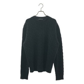 PRADA / プラダ | 2022AW | トライアングルロゴ ウール ケーブル ラメ クルーネックニット | 48 | ブラック/シルバー | メンズ