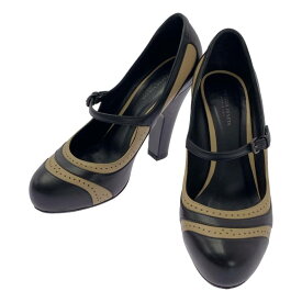 BOTTEGA VENETA / ボッテガヴェネタ | レザー バイカラー ストラップ パンプス | 36 | ブラック/ベージュ | レディース