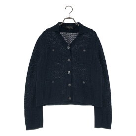 【美品】 CHANEL / シャネル | ロゴボタン ニット カーディガン ジャケット | 36 | ネイビー | レディース
