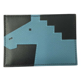 【美品】 HERMES / エルメス | シュヴァル ピクセル レザーカードケース | ブラック/ブルー | メンズ