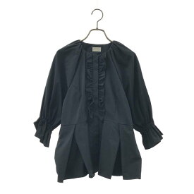 sono / ソーノ | ノーカラー フリル ギャザーブラウス | 1 | ダークネイビー系 | レディース