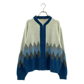 VINTAGE / ヴィンテージ古着 | BRENT / アーガイル ジップアップ アクリル ニットカーディガン | M | ホワイト / ブルー / グレー | メンズ