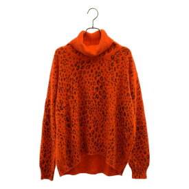 【美品】 tricot COMME des GARCONS / トリココムデギャルソン | 2019AW | プリント加工 アンゴラ レオパード タートルネック ニット | オレンジ/ブラック | レディース