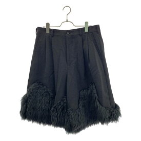 【美品】 COMME des GARCONS HOMME PLUS / コムデギャルソンオムプリュス | 2023AW | フェイクファー グリッター タックハーフパンツ | S | ブラック | メンズ