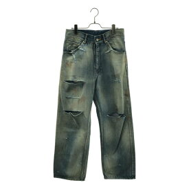 ANCELLM / アンセルム | CRASH SELVEDGE DENIM STRAIGHT 5P PANTS ダメージ加工 デニム パンツ | 1 | インディゴ | メンズ