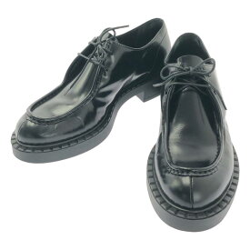 【美品】 PRADA / プラダ | Brushed Leather Lace-up Loafers ローファ | 40 | ブラック | レディース