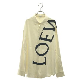【美品】 LOEWE / ロエベ | シルク ロゴプリント シャツ | 38 | ホワイト | メンズ