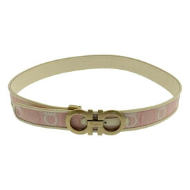 Salvatore Ferragamo / サルヴァトーレフェラガモ | ガンチーニ バックル ベルト | XL | ピンク/ホワイト/ゴールド | レディース