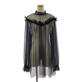 【美品】 FETICO / フェティコ | TULLE FRILLED TUNIC チュールブラウス シャツ | 1 | ブラック | レディース