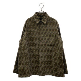 【美品】 FENDI / フェンディ | FF ズッカ ジャガード シャツジャケット | 50 | ブラウン | メンズ