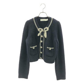 Self-Portrait / セルフポートレート | Soft Knit Bow Cardigan / ビジュー 装飾 ニット カーディガン | L | ネイビー | レディース