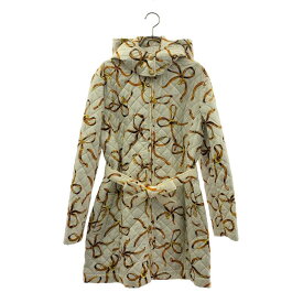 【美品】 MOSCHINO / モスキーノ | キルティング プリント フーデッド コート | 40 | アイボリー/ブラウン/イエロー | レディース