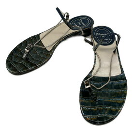 【美品】 Christian Dior / クリスチャンディオール | ロゴ チェーンストラップ サンダル | 35 | ブルー/グリーン系 | レディース