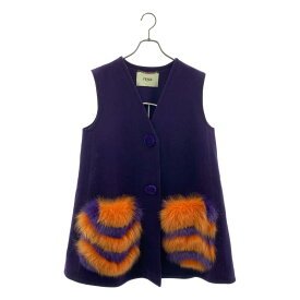 【美品】 FENDI / フェンディ | フォックスファーポケット ベスト | 40 | パープル | レディース