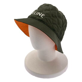【美品】 CELINE / セリーヌ | キルティング ロゴ バケットハット | M | オリーブ | レディース