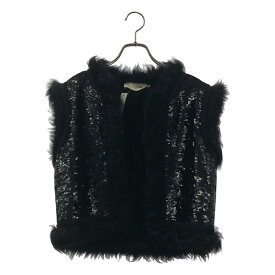 【美品】 CELINE / セリーヌ | スパンコール ファー ベスト | ブラック | レディース