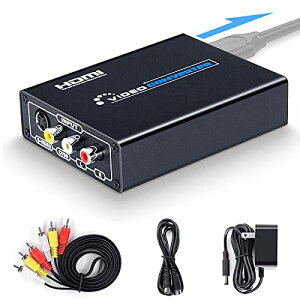 ELEVIEW �R���|�W�b�g/S�[�q to HDMI �ϊ��� �R���o�[�^�[ 1080p�Ή� �A�i���O�[�q 3RCA AV/S-Video to HDMI �ϊ��A�_�v�^�[ ���g���Q�[���@(SFC/N64/PS2) VHS�r�f�I�f�b�L�ȂǂɓK�p S�[�q�P�[�u�� 3�FAV�P�[�u