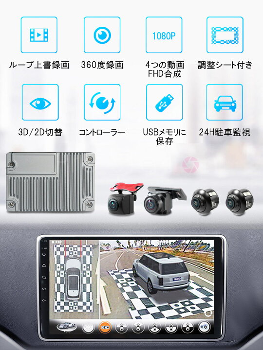 楽天市場】3Dアラウンドビュー ドライブレコーダー 1080P 360度鳥瞰 