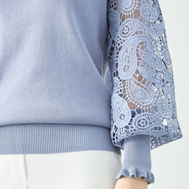 楽天市場】ニット レディース トップス 春 長袖 レーススリーブ 袖  