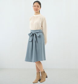 スカート レディース フレアスカート ミモレ丈 ひざ丈 膝丈 ロング フレア 春 春夏 夏 秋 オフィス カジュアル 2way ボトムス 大きいサイズ ロングスカート 細見え 楽チン ベルト S M L LL XL ブラック 黒 ベージュ グレー 秋冬 冬 無地