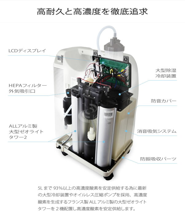 楽天市場】エムワンオーツーエス5L【日本製】【自宅支援モデル】【酸素 