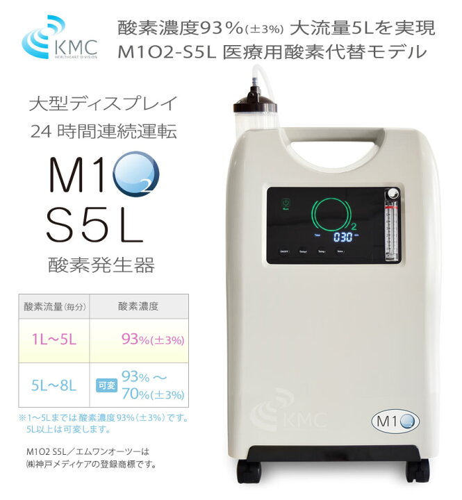 楽天市場】エムワンオーツーエス5L【日本製】【自宅支援モデル】【酸素 