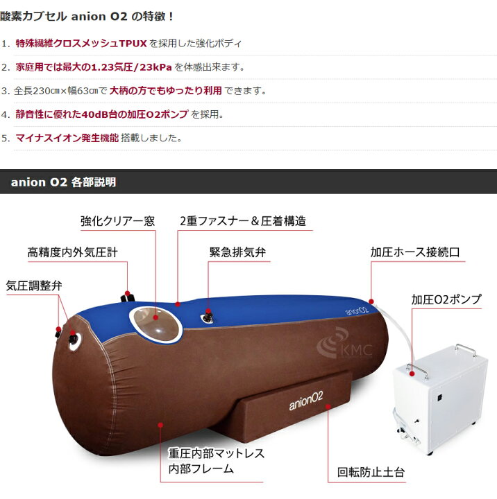 楽天市場】酸素カプセル ANION O2 アニオンO2 マイナスイオン機能付き 