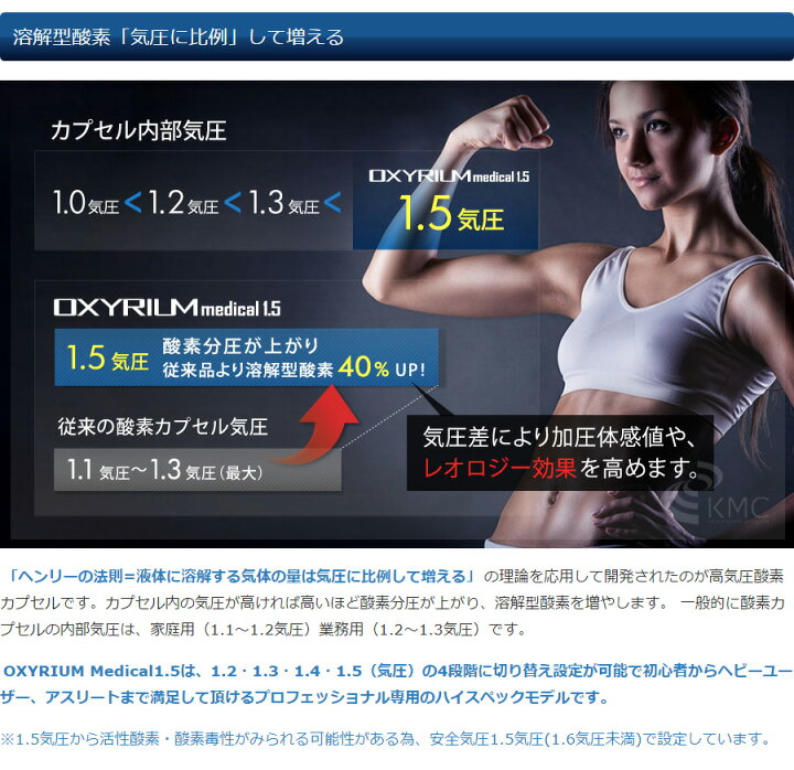 楽天市場】オキシリウム メディカル1.5 【1.5気圧】【OXYRIUM MEDICAL 