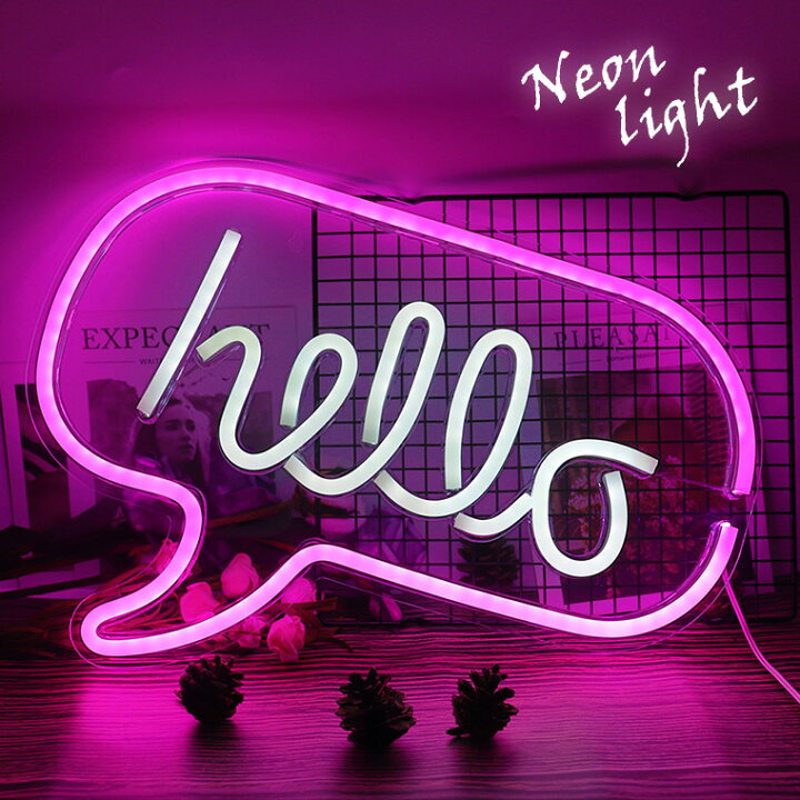 楽天市場】LED ネオンサイン hello ハロー USB電源 ネオンライト 