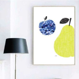 アートポスター 北欧 青いりんごとしずくの洋ナシ　A2サイズ 420×594mm　A3