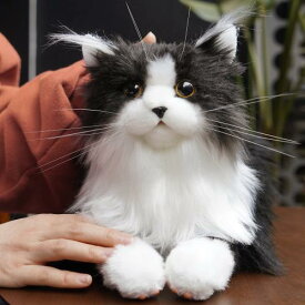 Chongker 猫ぬいぐるみ リアル 本物そっくり ハンドメイド やさしい手触り，可愛く癒しネコ ぬいぐるみ猫好きな人、お母さん、子供、お年寄りへの誕生日記念日 プレゼント (黒猫 ぬいぐるみ)