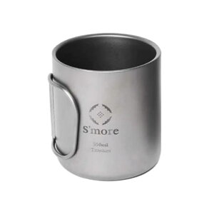 S'more(スモア) Titanium mug double チタンマグ マグカップ チタン コップ チタンコップ ダブル チタン製 アウトドア キャンプ 二重構造 350ml 450ml チタン食器 ダブルウォール (SILVER, 350ml)