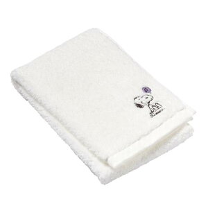 nishikawa【西川】 スヌーピー フェイスタオル 34X80cm 洗える 綿100% 無撚糸使用でやわらか ふわっと軽く 水分吸水 ふわふわ ワンポイント刺?入り 日本製 今治製 ホワイト TT25160611 watairo わたい