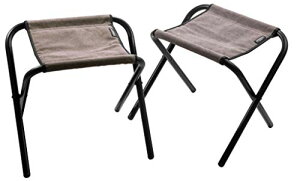 キャンピングムーン(CAMPING MOON) フォールディングスツール キャンプ スツール 折りたたみ ローチェア ロースタイルチェア 帆布生地 2点セット 収納ケース付 グレー F-35-2H