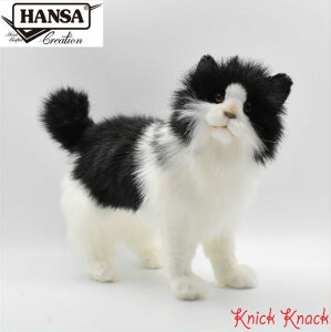 【送料無料】HANSA シロクロネコ BH4221 ハンサ リアル 動物 ぬいぐるみ グッズ 雑貨 置物 オブジェ インテリア 猫