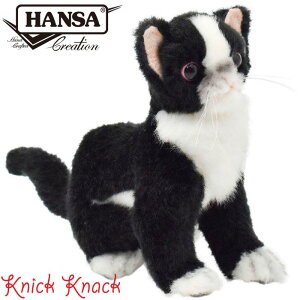 HANSA ネコ 仔 ブラック BH6487 ハンサ リアル 動物 ぬいぐるみ グッズ 雑貨 置物 オブジェ インテリア 猫