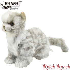 HANSA ネコ 仔 グレー BH6493　ハンサ リアル 動物 ぬいぐるみ かわいい グッズ 雑貨 置物 オブジェ インテリア 猫