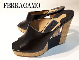 ランクS　フェラガモ　【FERRAGAMO】ウェッジソールサンダルイタリア製　サイズ6(中古)