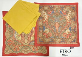 NEW　エトロ【ETRO】キルティングマット＆ナプキンCOPPIA SET AMERICANI POCHETTE ＋　TOVAGLIOLI　　イタリア製　(中古)