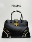 プラダ【PRADA】ハンドバッグ 　ゴールドスタッズ　レザーバッグ　黒　ランクA(中古)