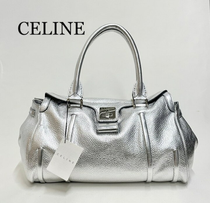 楽天市場】セリーヌ【CELINE】ロゴプレート レザーバッグシルバー 