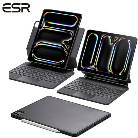 ESR iPad Pro 13/11インチ M5/M4 / iPad Air 13インチ(M2/M3) キーボード付きケース 磁気スタンド付き 縦向きモード 横向きモード 脱着可能保護ケース Rebound 360シリーズ Rebound Magnetic Keyboard Case 360 iPad Pro 13/11 M4 / iPad Air 13 Black【国内正規品】