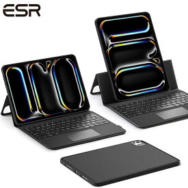 ESR Ascend iPad Pro 13/11インチ M5 2025 M4 2024 iPad Air 13インチ トラックパッド付きキーボードケース バックライトキー付きマグネット着脱式キーボード 角度調節可能縦置き/横置きスタンド ブラック ESR Ascend Keyboard Case iPad Pro 13/11 M4 Black【国内正規品】