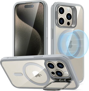 ESR iPhone 15 / 15 Plus / 15 Pro / 15 Pro MagSafe�Ή� �ČRMIL�K�i�̕ی� �B��X�^���h �X�}�z�P�[�X ���h�~�w�� �N���A ESR Classic Hybrid Case with Stash Stand (HaloLock) - Clear�y�������K�i�z