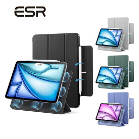 ESR iPad Air 11 13インチ ケース (M3/M2、2025/2024) iPad Pro 12.9 ケース 第6/5/4世代(2022/2021/2020)専用 強力マグネット吸着式、スリムな三つ折りスタンドケース、Pencil Pro/USB-C完全対応、自動ウェイク/スリープ、耐久性保護、ESR Rebound Magnetic【国内正規品】