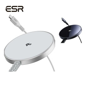 【メール便送料無料】ESR Qi2 ワイヤレス充電器 iPhone用充電パッド iPhone 17/Air/16/15/14/13/12シリーズ AirPods 4/3/AirPods Pro対応Magsafe充電器 A/Cケーブル付き (アダプターの付属なし)強力マグネット充電パッド ブラック【国内正規品】