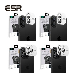 ESR iPhone 17/17 Pro/17 Pro Max/16/16Plus/16 Pro/16 Pro Max/15 Pro/15 Pro/14 Pro/14 Pro Maxカメラレンズフィルム 独立型レンズフィルム 耐傷性 極薄 アルミ製エッジ付き 強化ガラス 2眼/3眼対応 Armorite Camera Lens Protectors Clear / Black【国内正規品】
